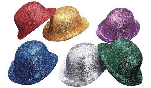 30 Sombreros Diamantado Brillantina Bombin Colores Sombrero