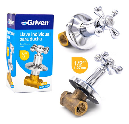 Llave Ducha Individual Pomo Cruz Cromado Griven