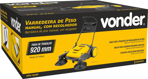 Varredeira Manual Piso Vpv 920f Com Recolhedor Vonder