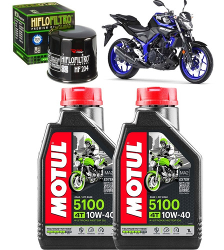 2 Oleo Motul 5100 10w40 + Filtro Hiflo Yamaha Mt03 Mt-03 Mt