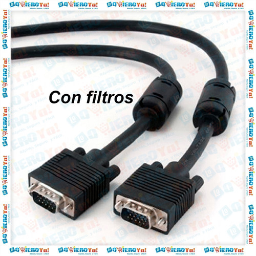 Cable Vga 5 Metro P/ Monitor Video Con Filtro De Ferrite