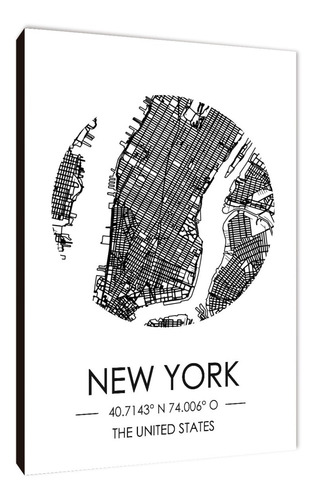 Cuadros Mapa Nueva York Varios Modelos 50x70