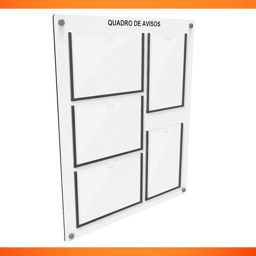 Quadro De Aviso/gestão Mdf 5 Displays Hor/vert A4 Acrílico