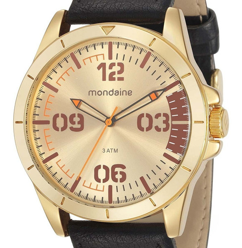 Relógio Mondaine Masculino Couro Dourado 76702gpmvdh2 + Nf-e