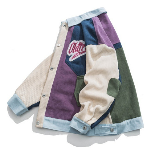 Chaqueta Béisbol Unisex Retro Colorida Estilo Varsity