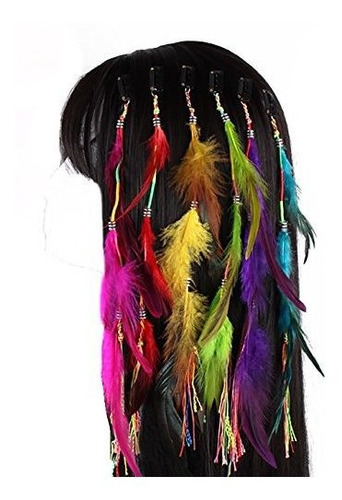 Juego De 6 Hecho A Mano Boho Hippie Extensiones De Cabello C