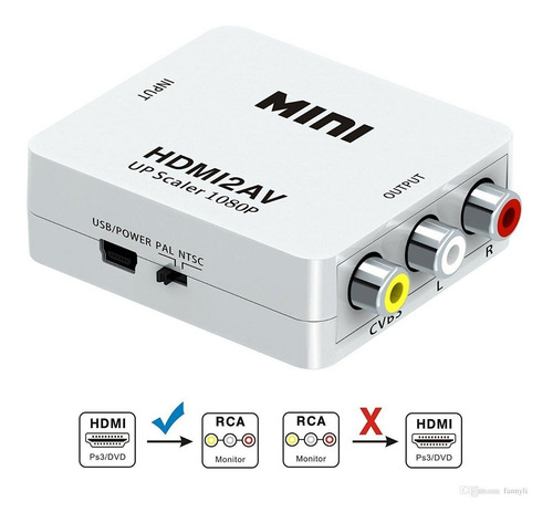 Conversor Hdmi A Rca Av Cvbs Audio Vídeo Convertidor