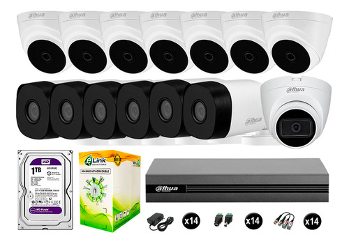 Cámaras Seguridad Kit 14 Dahua Full Hd 1tb 1 Cámara C/a P2p