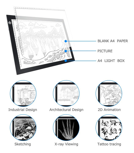Tablero De Copia Led A4, Almohadilla Luz Rastreo Artcraft