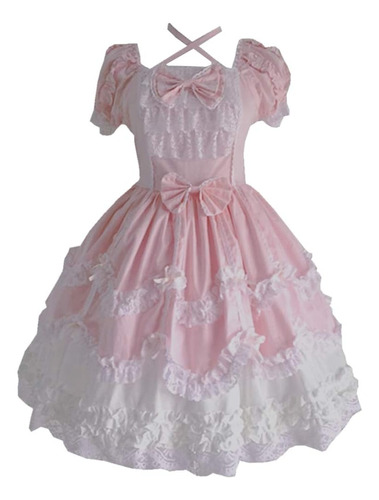 Re-lady Girls Manga Corta Clásico Dulce Lolita Vestido Princ