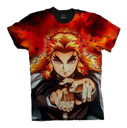 Camiseta Demon Slayer Kimetsu No Yaiba Kyojuro Rengoku Fuego