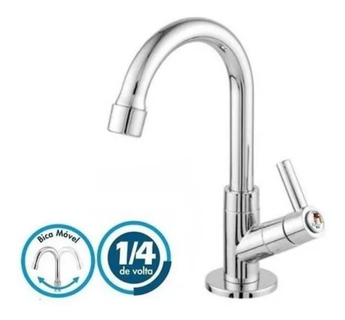 Torneira Banheiro Lavabo Bica Alta Madrid C65 1/4 Volta