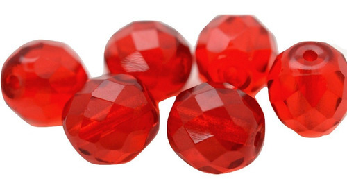 Imagem 2 de 4 de 100 Cristais Bola Com Furo Jablonex 04mm Vermelho