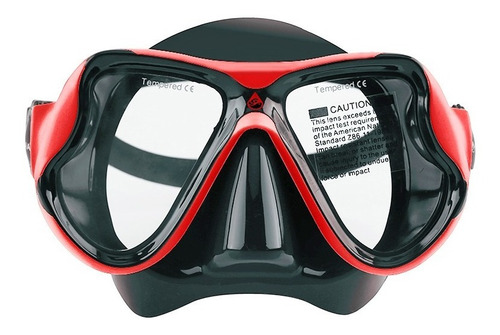 Visor Mascara Vidrio Templado Buceo Snorkel Apnea Rojo