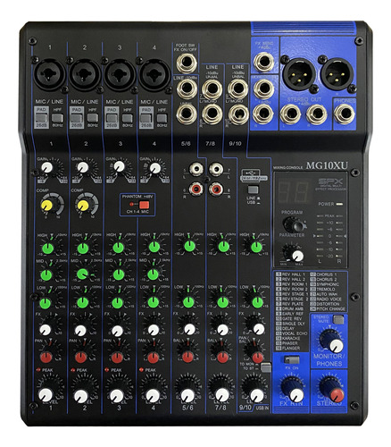 Consola Mg10xu 10 Canales Con Tarjeta De Sonido Usb