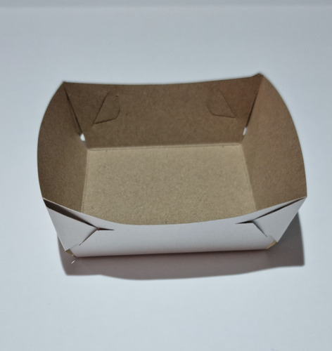 Bandeja Cuadrada Food Truck 13x10 Cm Descartable 5 Cm Altura Marrón Claro