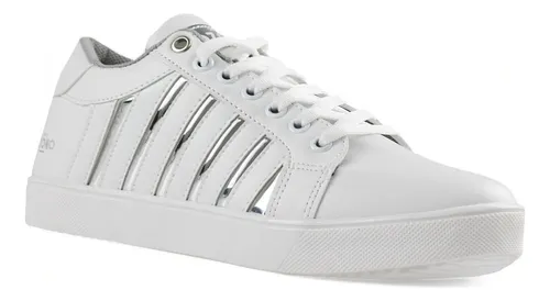 comprar Tenis Dama Sneakers Casual Capa De Ozono 620101 Blanco Plata