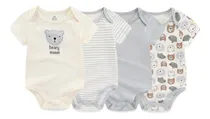 Comprar Pack 4 Pañaleros Algodón Manga Corta Para Bebé Niño Niña