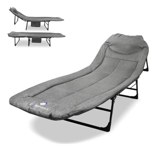 Camping Cot With Side Pockets And Cotton Sleeping Pad,