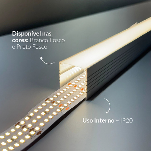 Kit 10 metros Perfil Led Barra Sobrepor Slat Alumínio 5x2m 35x35mm Branco Cod: ALUT285722-5 Alut By Avant
