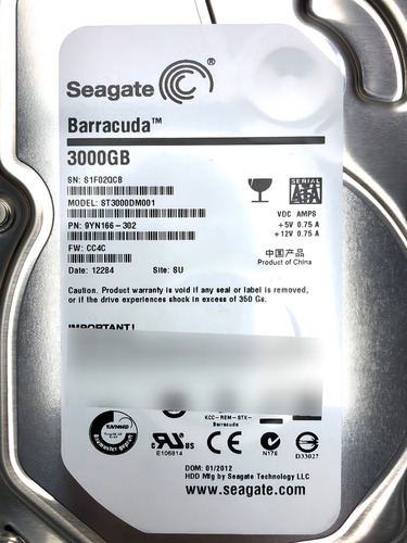 Disco Rígido Interno Seagate Barracuda 3TB ST3000DM001