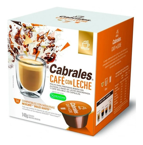 Cápsulas Cabrales Cafe Con Leche 14x10g Pack X3 Dolce Gusto