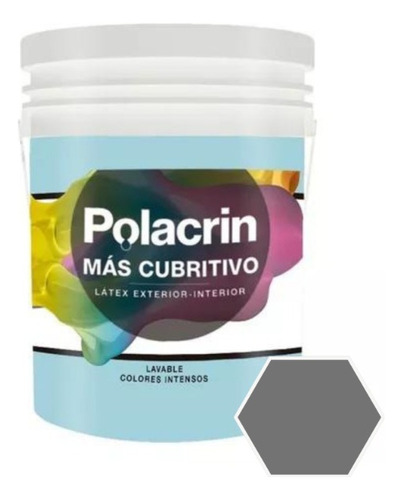 Latex Color Gris Interior Exterior Polacrin Lavable Pro 1l
