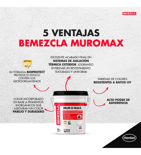 Bemezcla Muromax 25kg W - Aislación Térmica, Oscuro Tineta