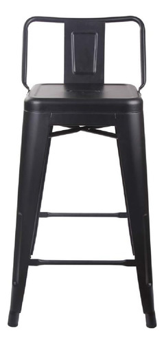 Taburete Butaca Tolix De Metal Con Respaldo Fuerte Expansion Acabado De La Estructura Negro Color Negro