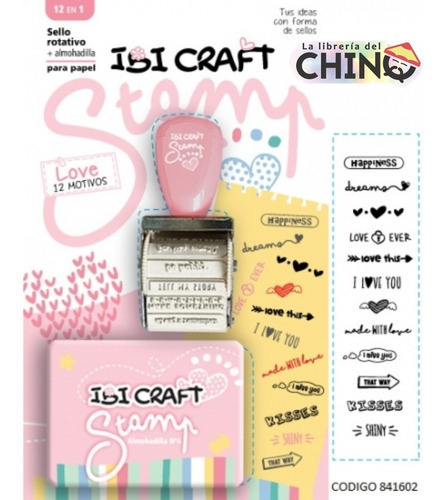 Sello 12 Motivos En 1 Ibi Craft Love Rotativo C/almohadilla Color Del Exterior Rosa