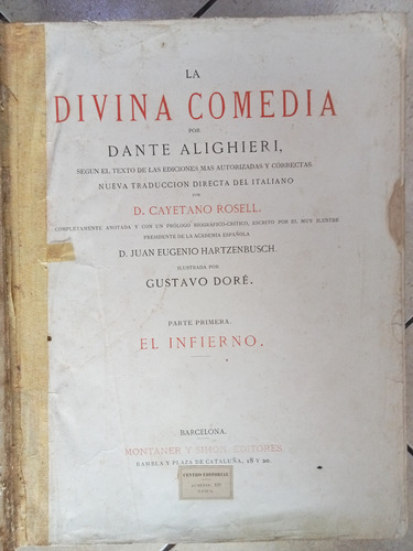 La Divina Comedia (ilustración De Gustavo Doré) Antiguo