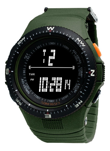 Reloj Hombre Skmei 0989 Sumergible Digital Alarma Cronometro Color de la malla Verde militar