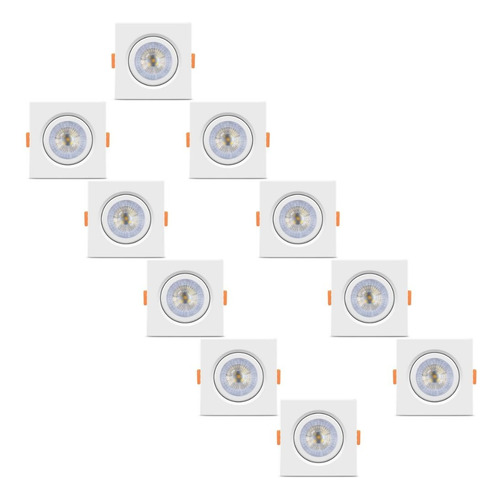 Kit 10 Spot Led Elgin Luminária Mr16 5w 6500k Quadrado Direc Cor Branco frio 110V/220V