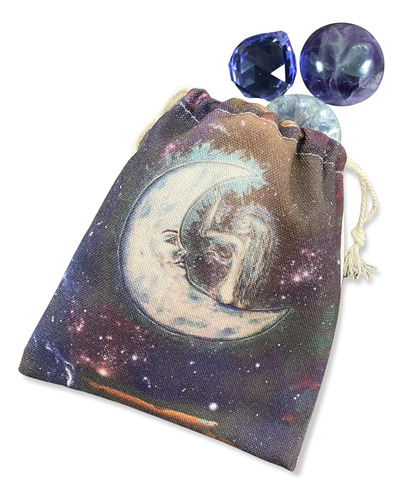 2 Pcs Dice Bag | Moon Themed Tarot Card & Dice Storage Bag,