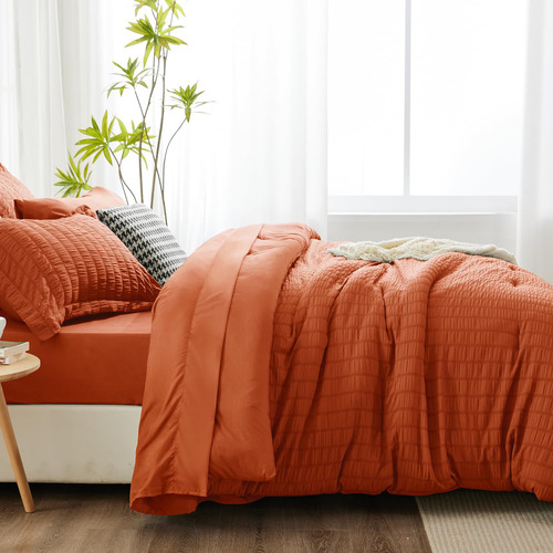Juego De Edredón Completo Cozylux Con Sábanas Naranja