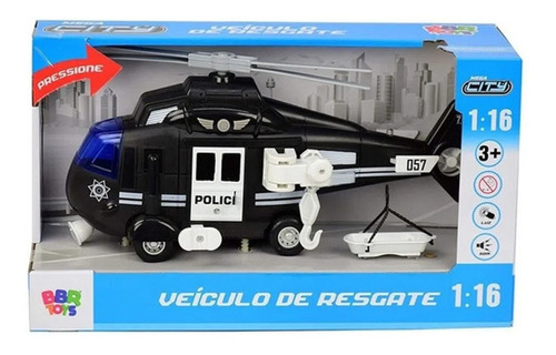 Preto Helicóptero Resgate Mega City - Bbr Toys R3040
