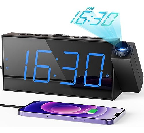Reloj Despertador Digital De Proyección Pared Del Tech...