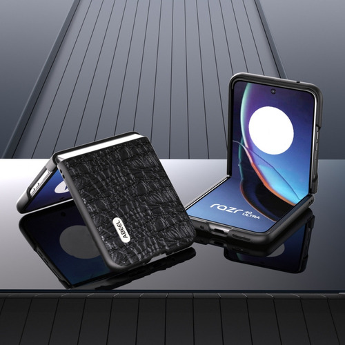 Funda De Piel Negra Para Motorola Razr 40 Ultra