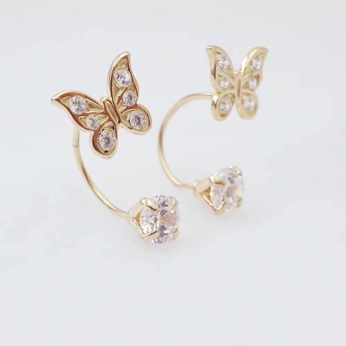Amor Eterno - Broqueles Mariposa / Aretes / Oro Sólido 10k