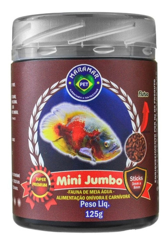 Maramar Ração Para Peixes Mini Jumbo Sticks 3-8mm 125g