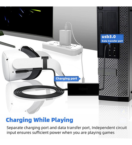 Cabo Vr Link Para Oculus Quest 2/pro, Usb 3.0 Tipo A A C Ca