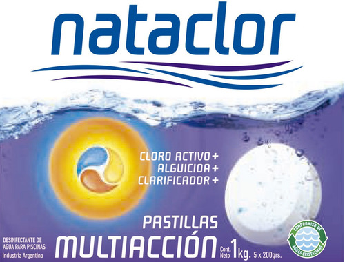 Imagen 2 de 3 de Cloro En Pastillas Multiacción 200gr De 1kg Nataclor
