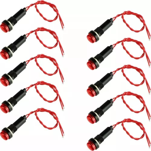Kit Com 10 - Piloto Tipo Olho De Boi 220v Vermelho