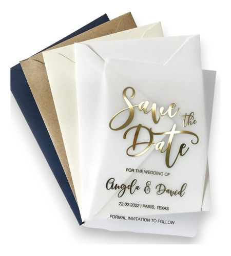 50 Invitaciones Boda Save The Date + 50 Sobres