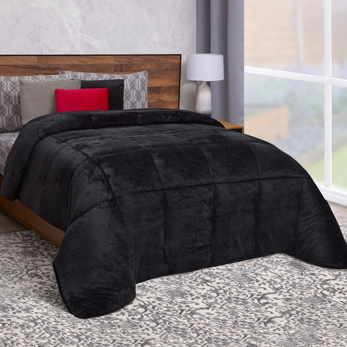 Cobertor Térmico Matrimonial Velvet. Elefantito Hogar Liso Negro
