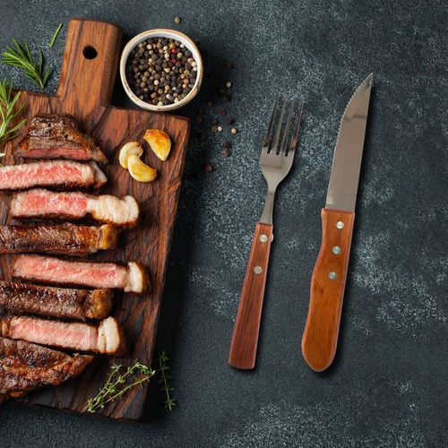 Conjunto De Talheres 12 Pçs Em Casa Tem Para Churrasco Jumbo Garfo Faca Marrom