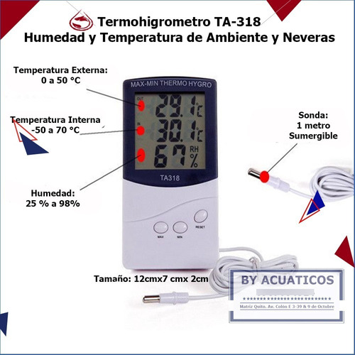 Sensor De Temperatura Digital  Ta318 Lcd, Medidor De Humedad