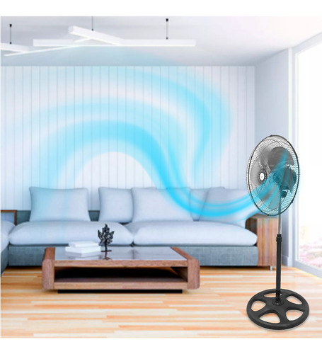 Ventilador 3 En 1 Pie, Piso O Pared 3 Aspas De Aluminio 65w 45.72 Cm 127v/60hz/65w Negro Metal Aluminio 3