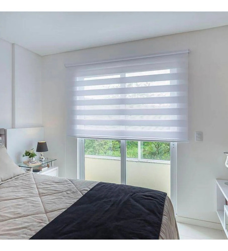 Cortina Persiana Double Vision Com Barra Niveladora Cor Branco - Acabamento Branco
