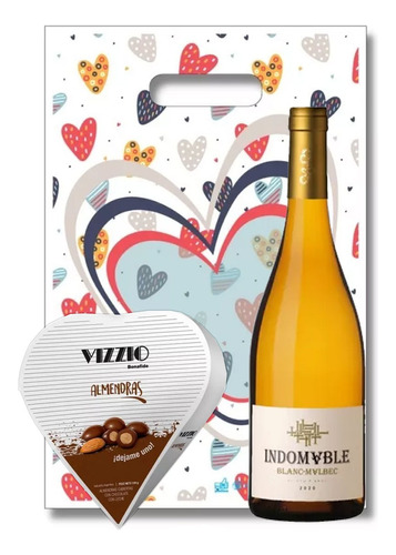 Bolsa Regalo Vizzio Corazon + Vino Indomable Blanc De Malbec